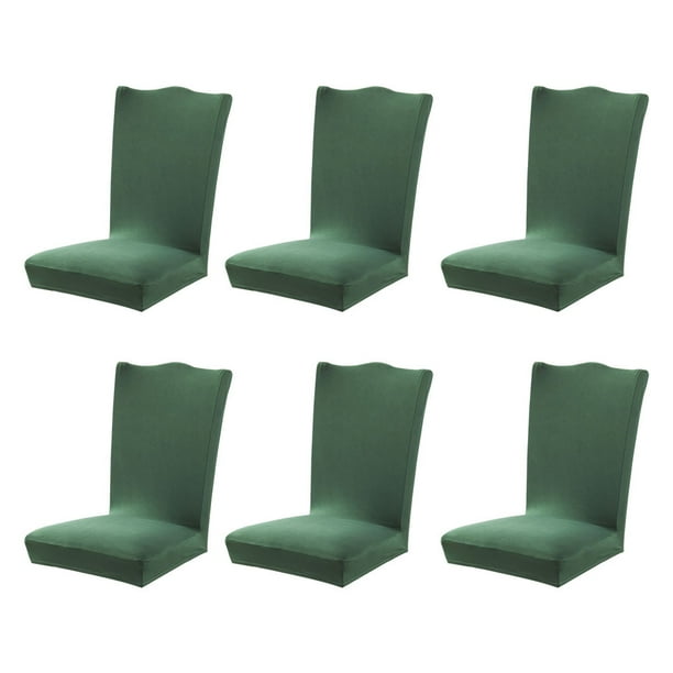 Funda de asiento de silla elástica Inteprter de 6 piezas M alta elasticidad decoración del hogar Verde negruzco