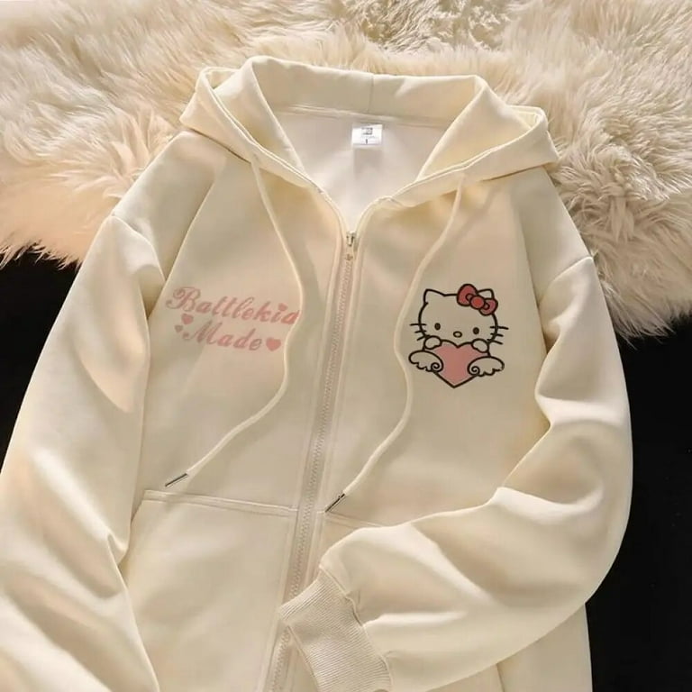 Sweat a capuche Kawaii Sanurgente pour femme Hello Kitty Pochacco Ins veste zippee Anime velours epais automne et hiver Walmart