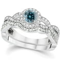 thumbnail image 1 of 1 1/10ct Treated Blue Diamond Infinity Engagement Wedding Ring Set 14K White Gold, 1 of 3