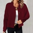 thumbnail image 2 of Herrnalise Jackets For Women Fashion Tops Long Sleeve Solid Blouse Button Outwear Sweatshirt Coat Shackets For Women 2024 fall Wine,S, 2 of 5