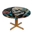 thumbnail image 3 of Orinice Skulls Swords Flowers Round Table Cover Stain Resistant Washable Indoor Outdoor Tablecloth Kitchen Dining Wedding Parties Picnic Camping 100% Polyester Fiber 42-46, 3 of 8