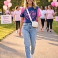 thumbnail image 5 of DORKASM Breast Cancer Shirts for Women Crew Neck Gifts Shirt Short Sleeve Pink Ribbon Comfy Cancer Survivor Tee Hope Love Wings Soft Tshirt Royal Blue M, 5 of 6