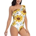 thumbnail image 5 of Balery Sunflowers One Shoulder Swimsuits for Women Ruffle Swimsuits Tummy Control One Shoulder Bathing Suits-, 5 of 8