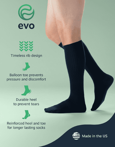 EvoNation Men’s Knee High 30-40 mmHg Graduated Compression Socks – Extra Firm Pressure Compression Garment