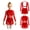 Red, variant on Girls Sequin Tassel Latin Dance Long Sleeve Leotards Dress 6-16 Red 14
