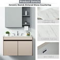 thumbnail image 4 of 43" Bathroom Vanity Top In White With 4" Backsplash, Undermount Sink And Sintered Stone - Pre-drilled Faucet Hole, Rectangular Sink, Brightness, 4 of 6