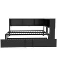 thumbnail image 2 of [Luckynote] Metal Full Size Daybed with Trundle, Storage Cabinets and USB Ports, Black, 2 of 11