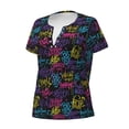 thumbnail image 3 of Wukai Graffiti Art Casual V-Neck Graphic Tees for Women: Lightweight and Breathable Summer Tops with Stylish Design-X-Large, 3 of 8