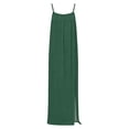 thumbnail image 4 of Women's Solid Color Sleeveless Dress, Thin Strap Backless Dress with Side Slit, Loose Casual Beach Dress for Vacation, Summer and Photo Shoots Blackish Green XXL, 4 of 9
