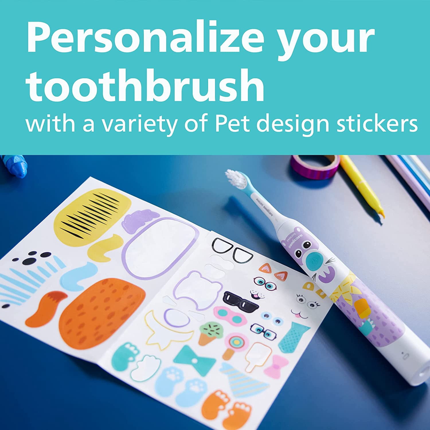 Philips Sonicare Electric Toothbrush for Kids - Design a Pet Edition - HX3601/01