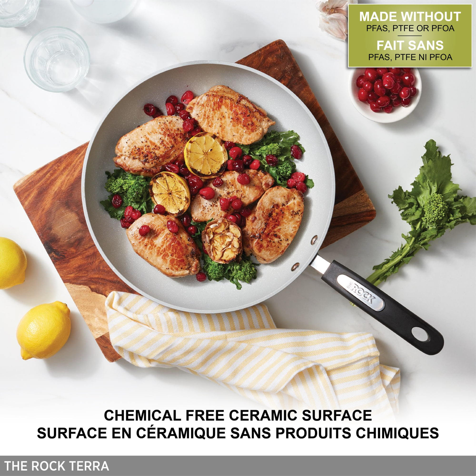 Starfrit The Rock Terra Non-Stick Frypan, 8" (20cm) Diameter, Ceramic PFOA Free Coating, Thick aluminum base, Sage