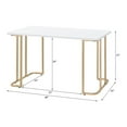 thumbnail image 2 of ACME Estie Wooden Top Writing Desk with Metal Sled Base in White and Gold, 2 of 5