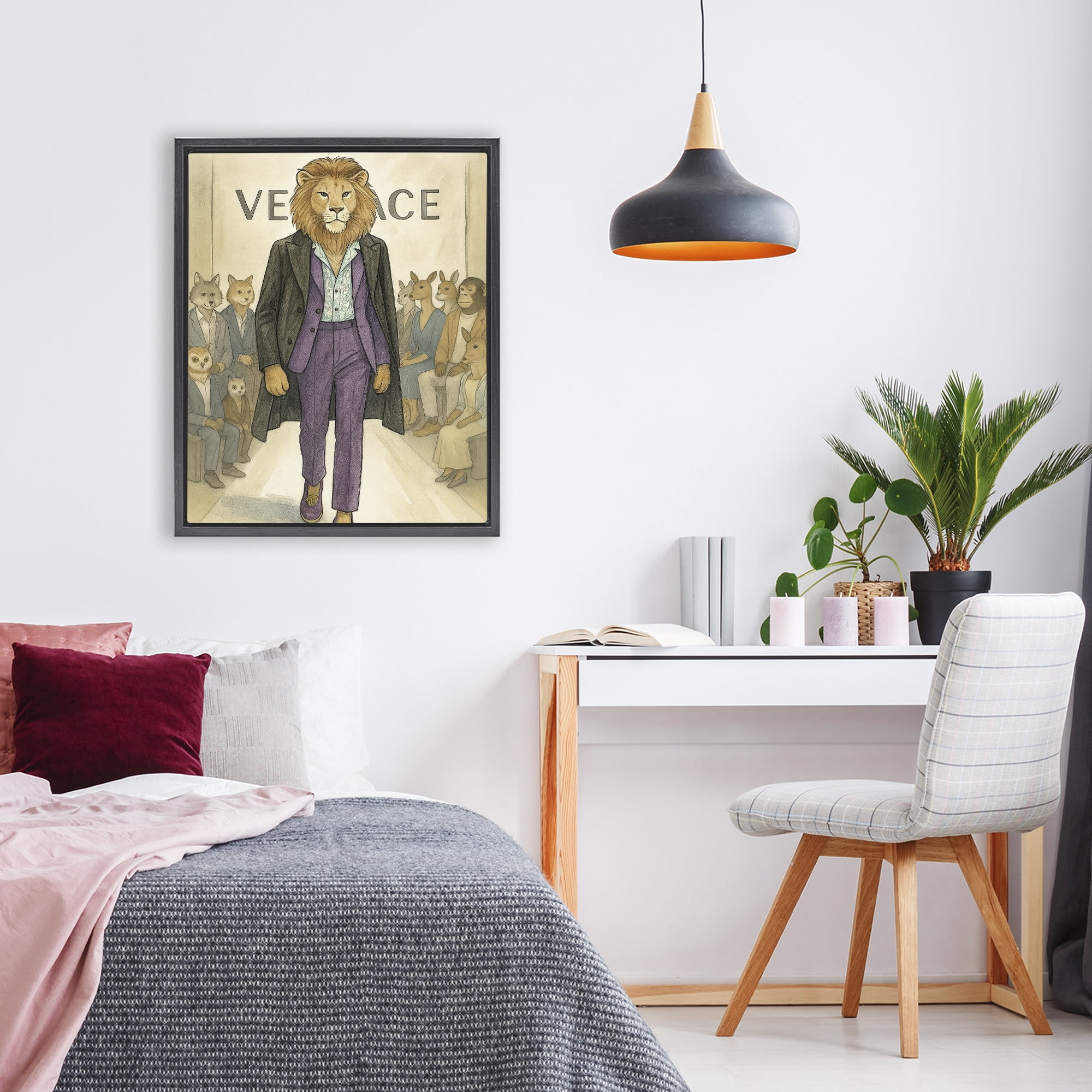 Stupell Industries Fashion Runway Lion Black Framed Floater Canvas Wall Art, design by Grotto Studios