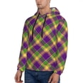 thumbnail image 3 of Bingfone Mardi Gras Plaid Men'S Drawstring Hoodie Long Sleeve Pocket Sweatshirts-X-Large, 3 of 9