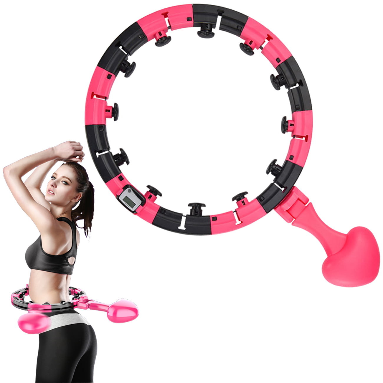 Fitness Ring for Adults 24 Knots Detachable All-Round Thin 360 Degree Body Hula Circle Smart Adjustable Hula Hoops with Massage Nut for Weight Loss Adjustable Size Hoola Hoops 2-in-1 Fitness BU 