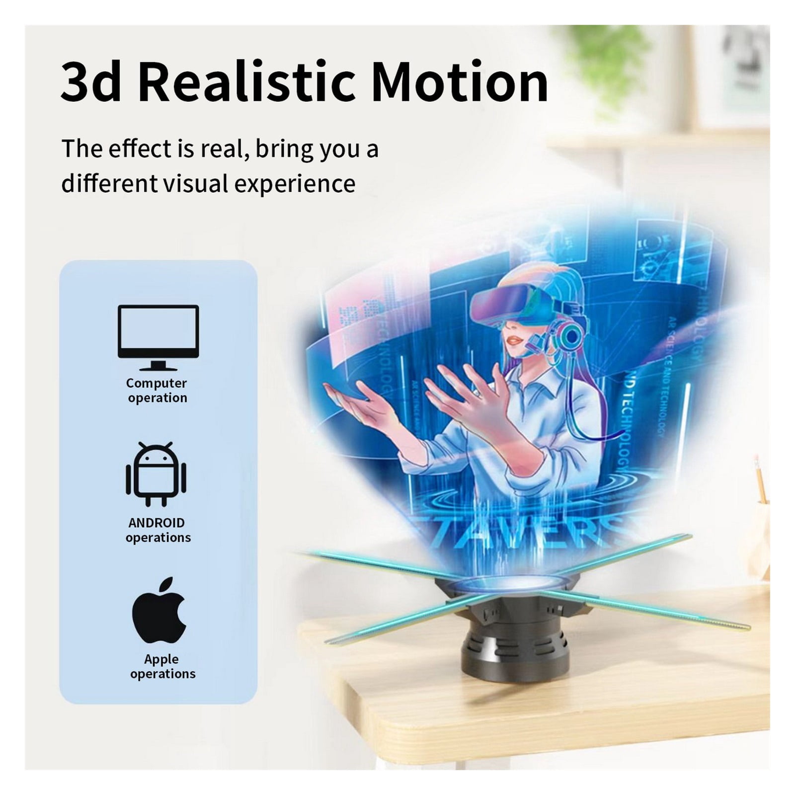 22.04 3D Hologram Fan Display Stereo Floating Advertising Machine Fan 1080P HD Trade Show LED Display Fan ,Versatile And Practical