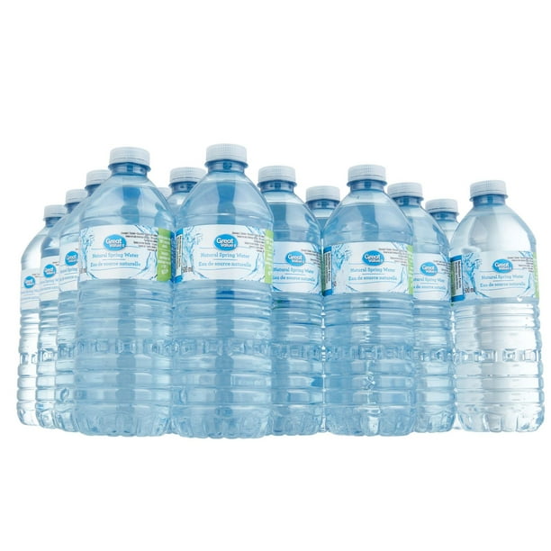 Paq. de 24 bouteilles d'eau de source naturelle Great Value Paq. de 24  bouteilles 500 ml