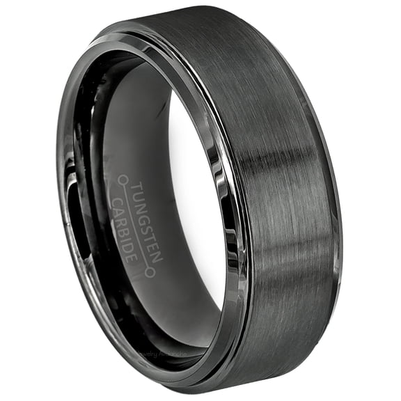 Jewelry Avalanche Mens Gunmetal Tungsten Wedding Band, 8mm Comfort Fit Tungsten Carbide Ring size 12.5