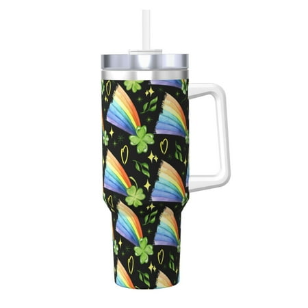 

Lukts Watercolor St Patrick Day for 40OZ Ice Cup with Handle Stainless Steel Vacuum Insulated Cup Suitable for Indoor and Outdoor Activities