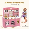 thumbnail image 6 of Reasea Kids Wooden Play Kitchen Set , Toddler Toy Kitchen Playset with 24 Accessories, Realistic Appliances & Storage for Kids Ages 3+, Pink, 6 of 9