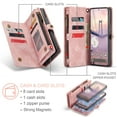 thumbnail image 7 of Feishell Durable 2- In-1 Magnetic Detachable Wallet Case for Google Pixel 9 / 9 Pro,for Women Men,Premium PU Leather Zipper Pocket Flip Multi Card Slots Purse Phone Case with Wrist Strap,Pink, 7 of 7