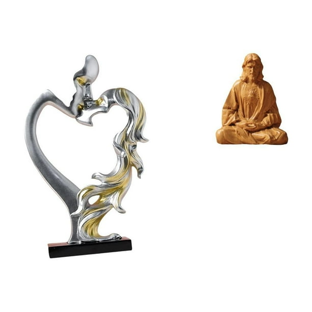 Estatua de pareja,Figura de pareja besándose,regalo de boda moderno,Estatua del Corazón de Jesús,Estatua del Sagrado Corazón de Jesús para decoración del hogar,Figura católica de Jesús