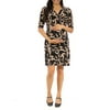 Women's Maternity Black and Cream Abstract Wrap Dress
