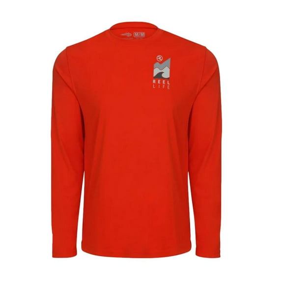 Reel Life Men's Jax Beach Long Sleeve UV Shirt in Orange Size Small