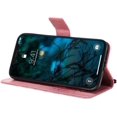thumbnail image 3 of Funda para Apple, Funda protectora con ranuras para tarjetas con tapa magnética de cuero de PU con estampado de flores de sol y correa de mano (rosa), 3 of 5