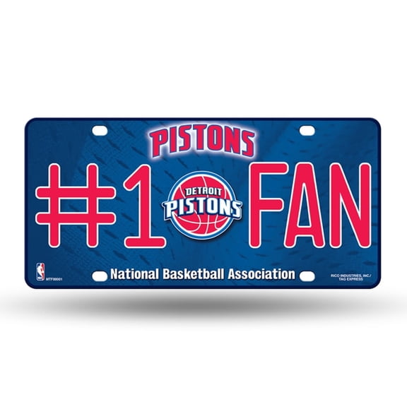 Detroit Basketball Pistons #1 Fan Metal License Plate Tag - Number One! Let's Go!!