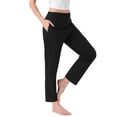 thumbnail image 4 of Womens Cotton Plaid Pajama Bottoms Elastic Waist with Pocket Long Sleepwear Lounge Pants XXX-Large Black, 4 of 6