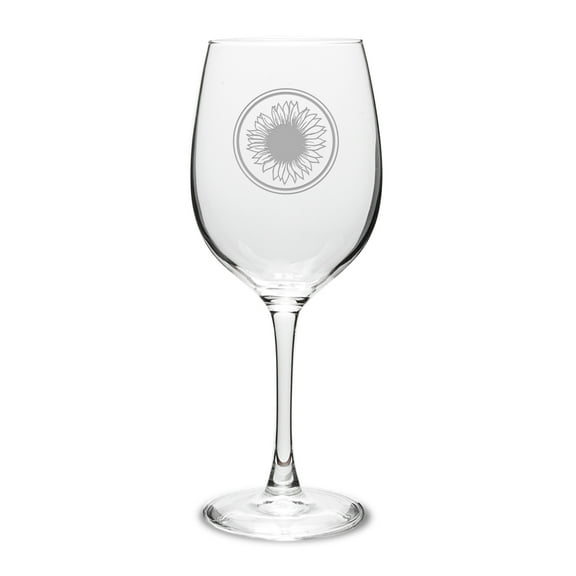Sunflower Deep Etched Classic Wine Glass