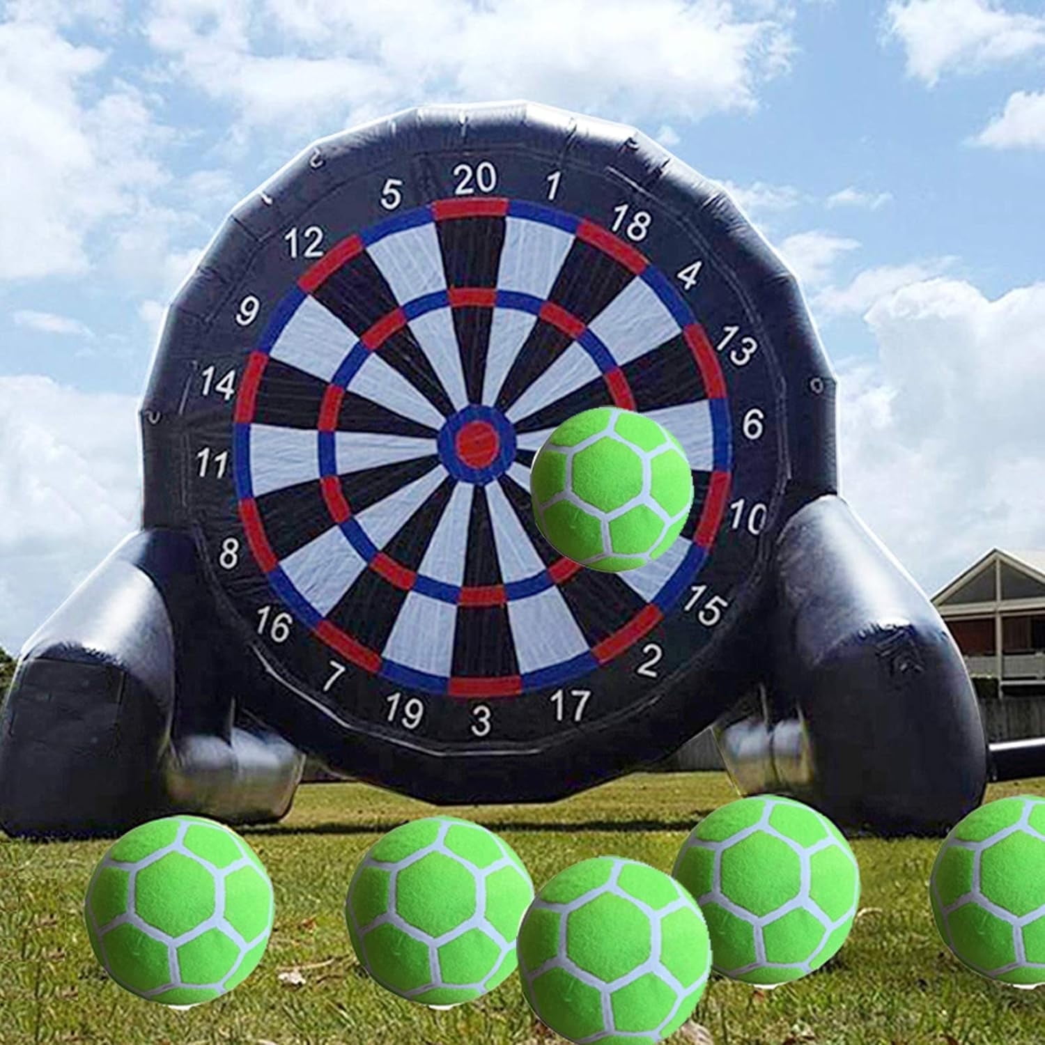 9.8ft Inflatable Soccer Dart Boards Giant Dartboard 110V with 6 Soccer Balls and Electric Air Blower