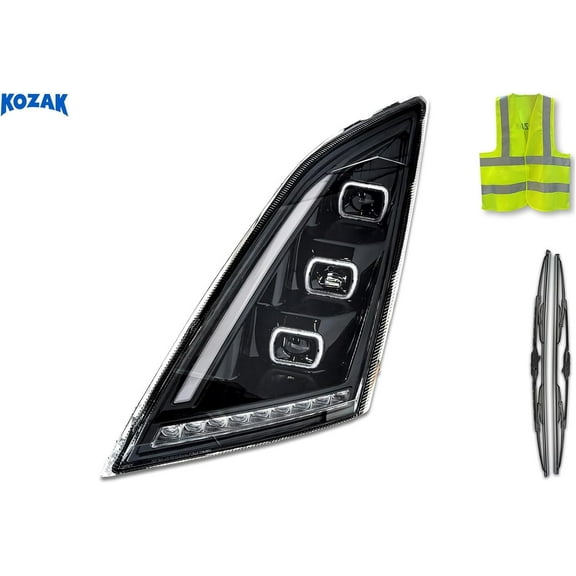 Kozak Black LED Headlight Bulb Compatible with Volvo VNL VNR 2018  Pack