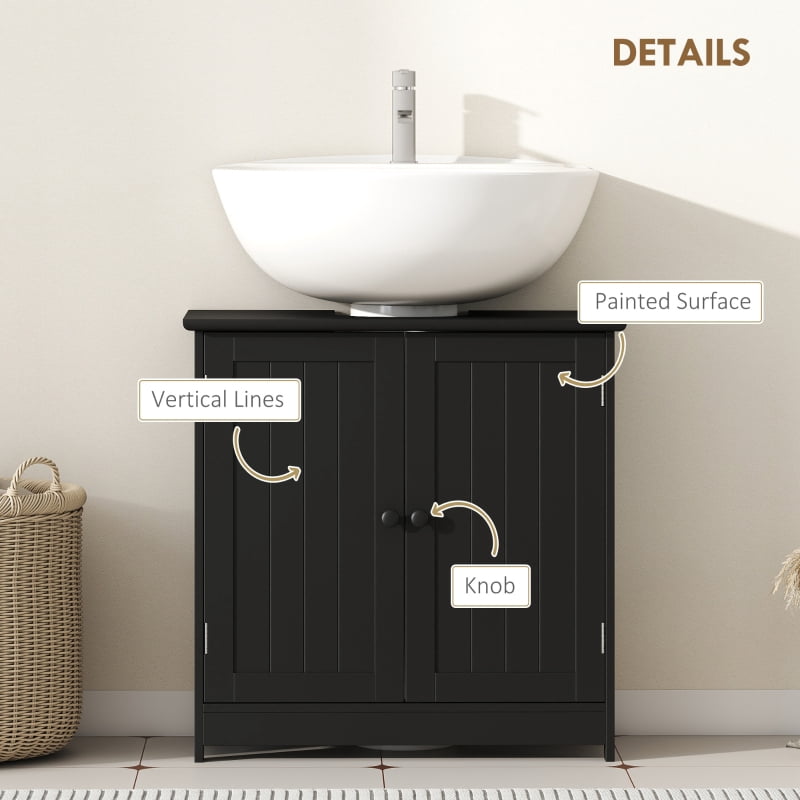 Alvantor Under Sink Bathroom Storage Cabinet with 2 Doors & Adjustable Shelf 23.5" W x 11.75" D x 23.5" H Black