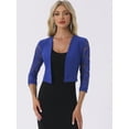 thumbnail image 4 of DARING DIVA Women's Lace Panel Crop Bolero Shrug Dress for Work Office M Royal Blue, 4 of 7