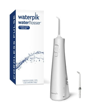 Waterpik Cordless Pulse Rechargeable MMF7 Portable Water Flosser for Teeth, Gums, Braces Care and Travel with 2 Flossing Tips, Waterproof, ADA Accepted, WF-20 White, Packaging May Vary