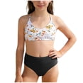 thumbnail image 1 of Shorts de Bain pour Garçons Sans Manches à Col Rond Imprimés Ensemble de Maillot 2 Pcs Blanc Nylon Spandex, 1 of 8