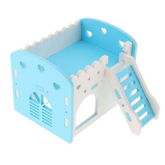 Casa para hámster, casa para roedores, casa de madera, villa, parque infantil, juguete para hámsters edificio azul