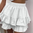 thumbnail image 5 of Hduncf Flowy Shorts for Women Mini Skirts High Elastic Waisted Tiered Smocked Ruffle Skirt Summer Casual Fashion Skorts White S, 5 of 7