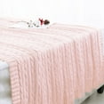 thumbnail image 3 of PiccoCasa 47"x70" Cotton Throw Blanket Cable Knit Decorative Blanket, Pink, 3 of 8