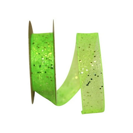 UPC: 0840108861994 | JAM Paper Sheer Glitter Ribbon  5/8 Inches x 25 Yards  Lime  Sold Individually