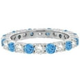 thumbnail image 3 of Blue Topaz and Diamond Eternity Ring Band 14k White Gold (1.07ct), 3 of 3