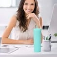 thumbnail image 2 of JilgTeok Skinny Tumblers Frosted Colored Acrylic Tumblers With Straws And Lids,16 Double Wall Tumblers For Cold Drinks, Reusable Cups Vinyl Gifts,with Straw, 2 of 3