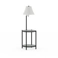 Mainstays Glass End Table Floor Lamp, Matte Black