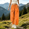 thumbnail image 2 of HAPIMO Drawstring Large Pocket Jogger Cargo Pants Women High Waist Lightweight Pants for Outdoor and Summer Wear Orange XL, 2 of 6