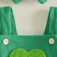 thumbnail image 5 of mgoYE My First St Patricks Day Baby Girl Outfit Newborn Summer Ruffle Romper Corduroy Sleeveless Jumpsuit Cute Summer Clothes(Green,3-6 Months), 5 of 7