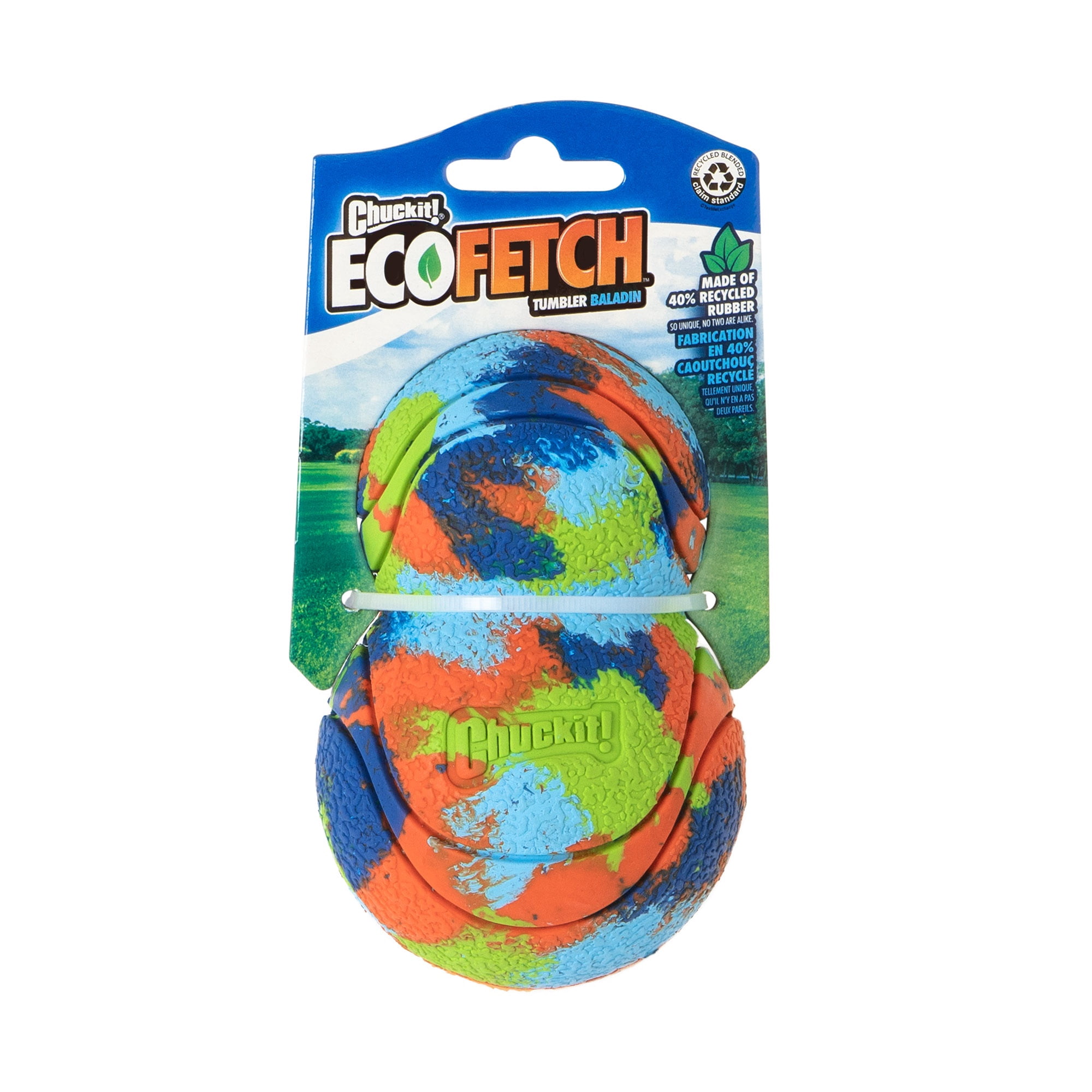 Chuckit! EcoFetch Tumbler Recycled Rubber Dog Ball Fetch Toy for Dogs, 6" for Small to Medium Pets, Pack of 1