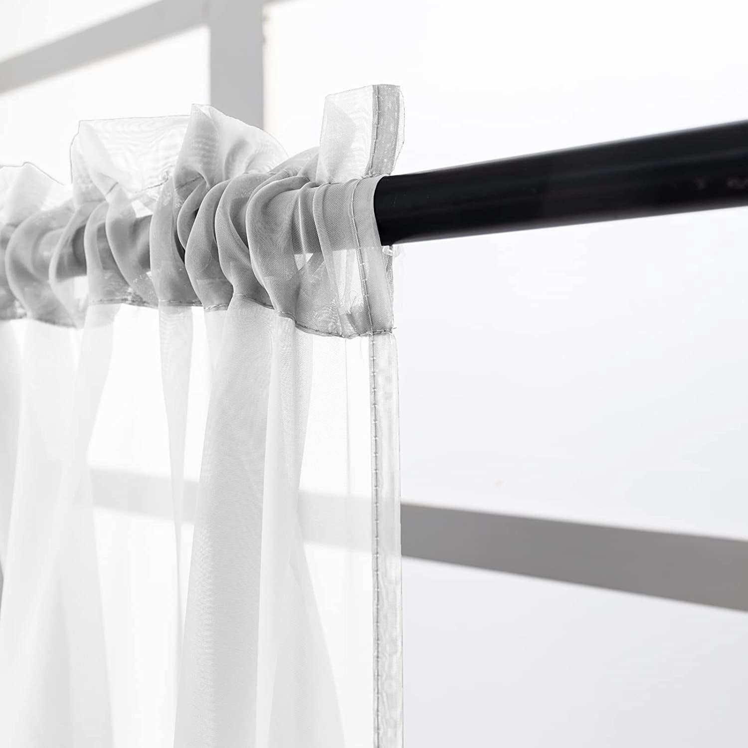 PearAge Curtains Valance for Living Room, Window Sheer Treatment for Kitchen, 51"W x 24"L White 1PC