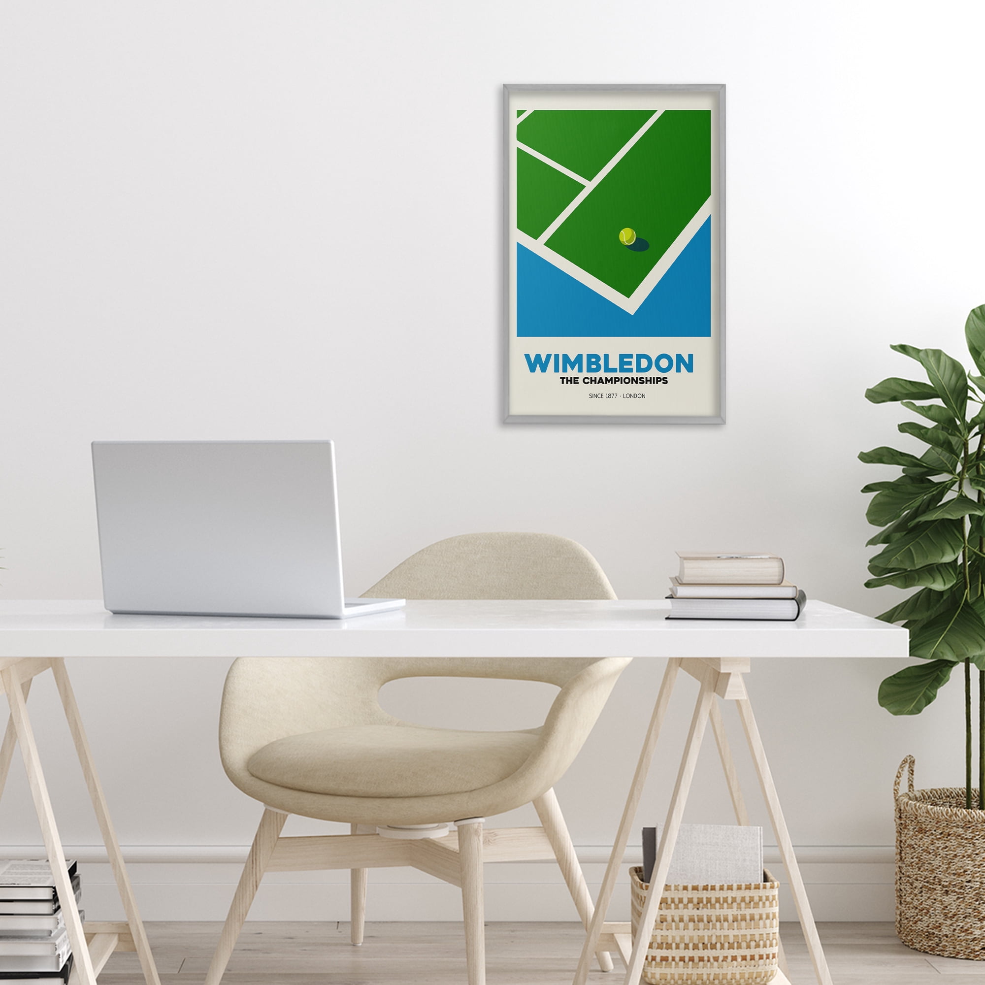 Stupell Industries Wimbledon Tennis Court Gray Framed Giclee Art, design by Andreas Magnusson